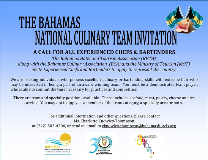 Bahamas National Culinary Team Invitation