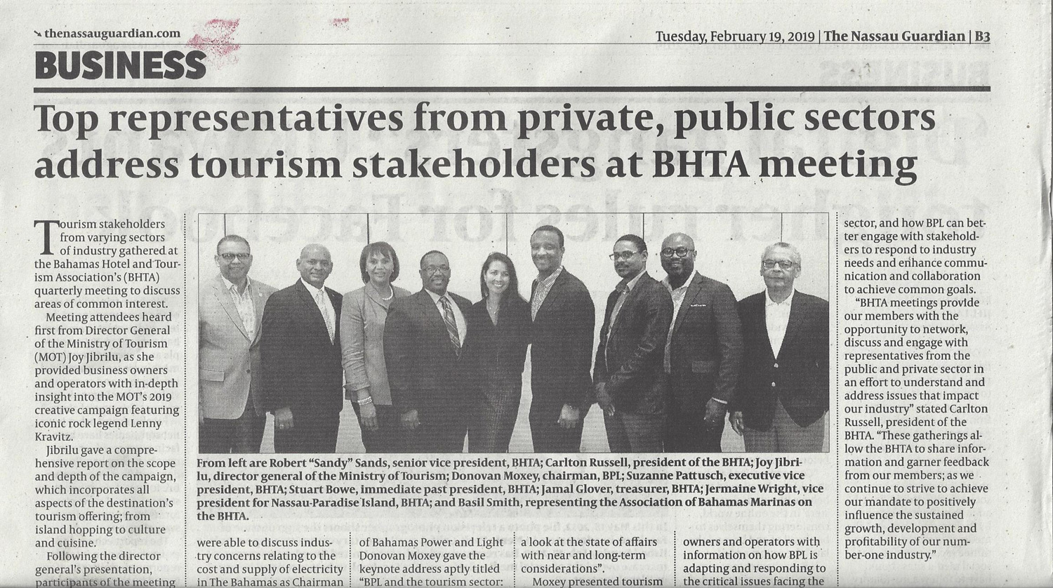 Tourism Stakeholders Discuss Issues At BHTA Meeting